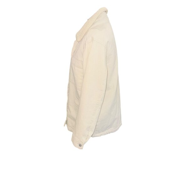 NWT Stoosh Vintage Denim Sherpa Trucker Chore Coat Barn Jacket Cream Oversized - Picture 3 of 14